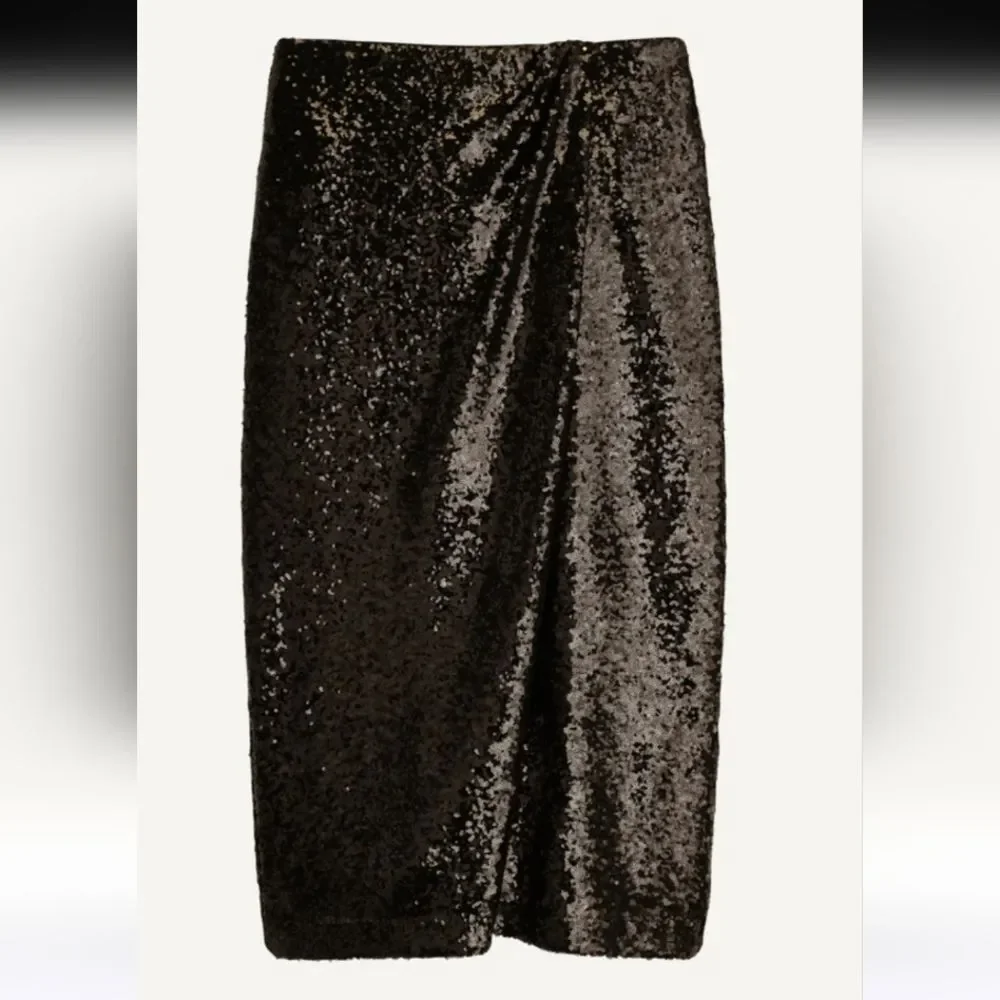 Donna Karan Sequin Faux Wrap Skirt - Picture 5 of 5